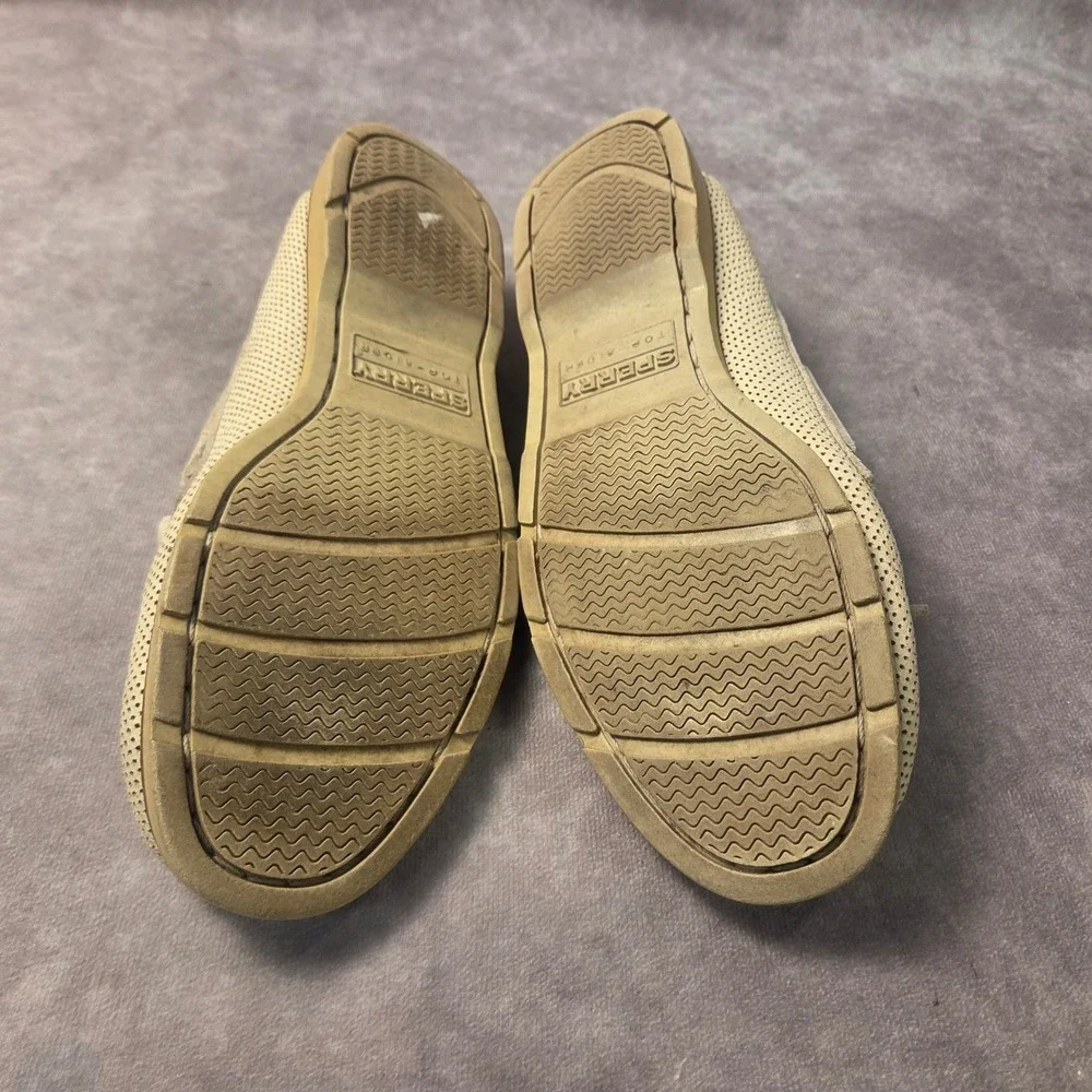 Sperry Top-Sider Mens 8M Perforated Leather Boat Shoes Cream Deck Shoes 0623702
